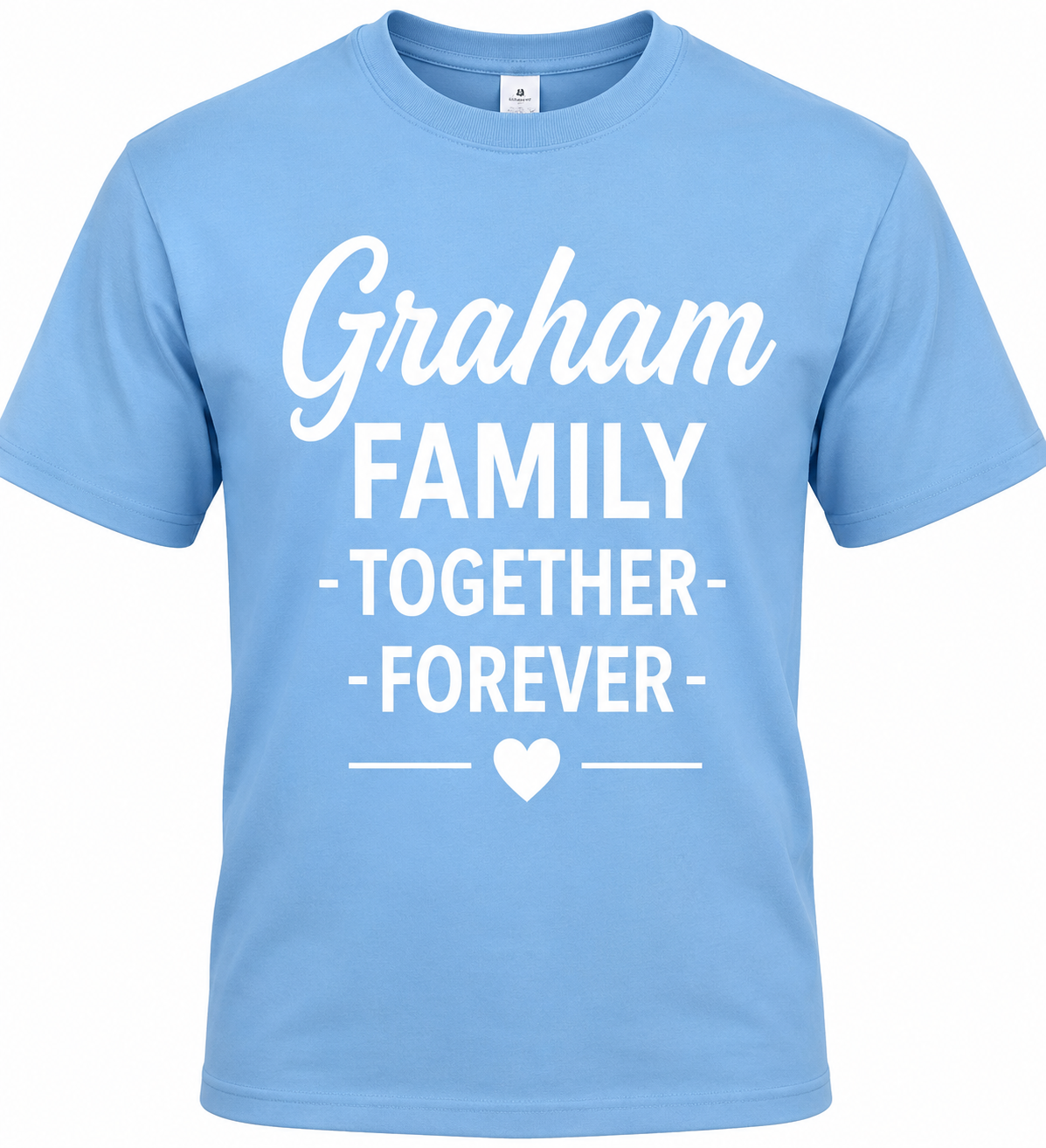 Clean Graham Family Together Forever light blue T-shirt mockup
