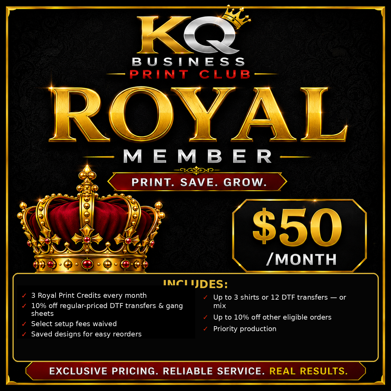 KQ Business Print Club Royal Member $50 monthly membership
