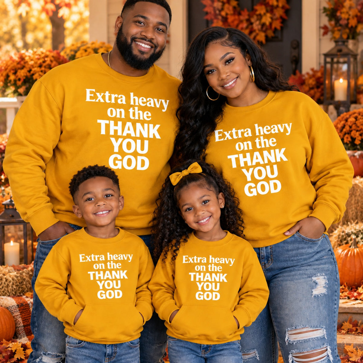 Extra Heavy on the Thank You God matching family apparel