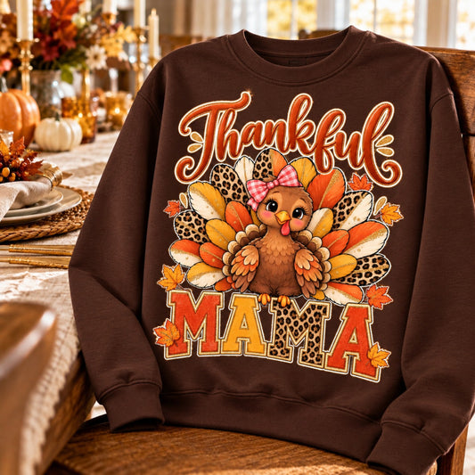 Thankful Mama turkey fall sweatshirt