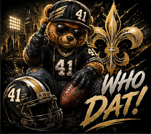 Black and gold football bear design