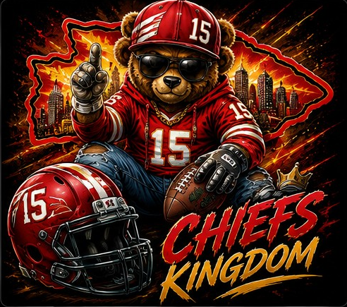 Red and gold football bear design