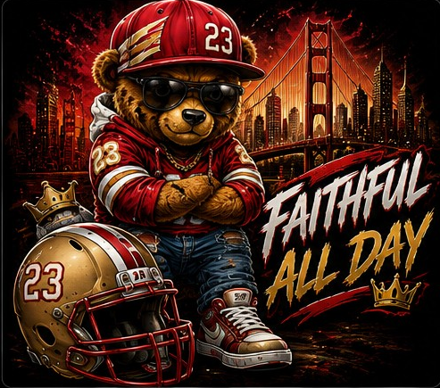 Red and gold football bear design