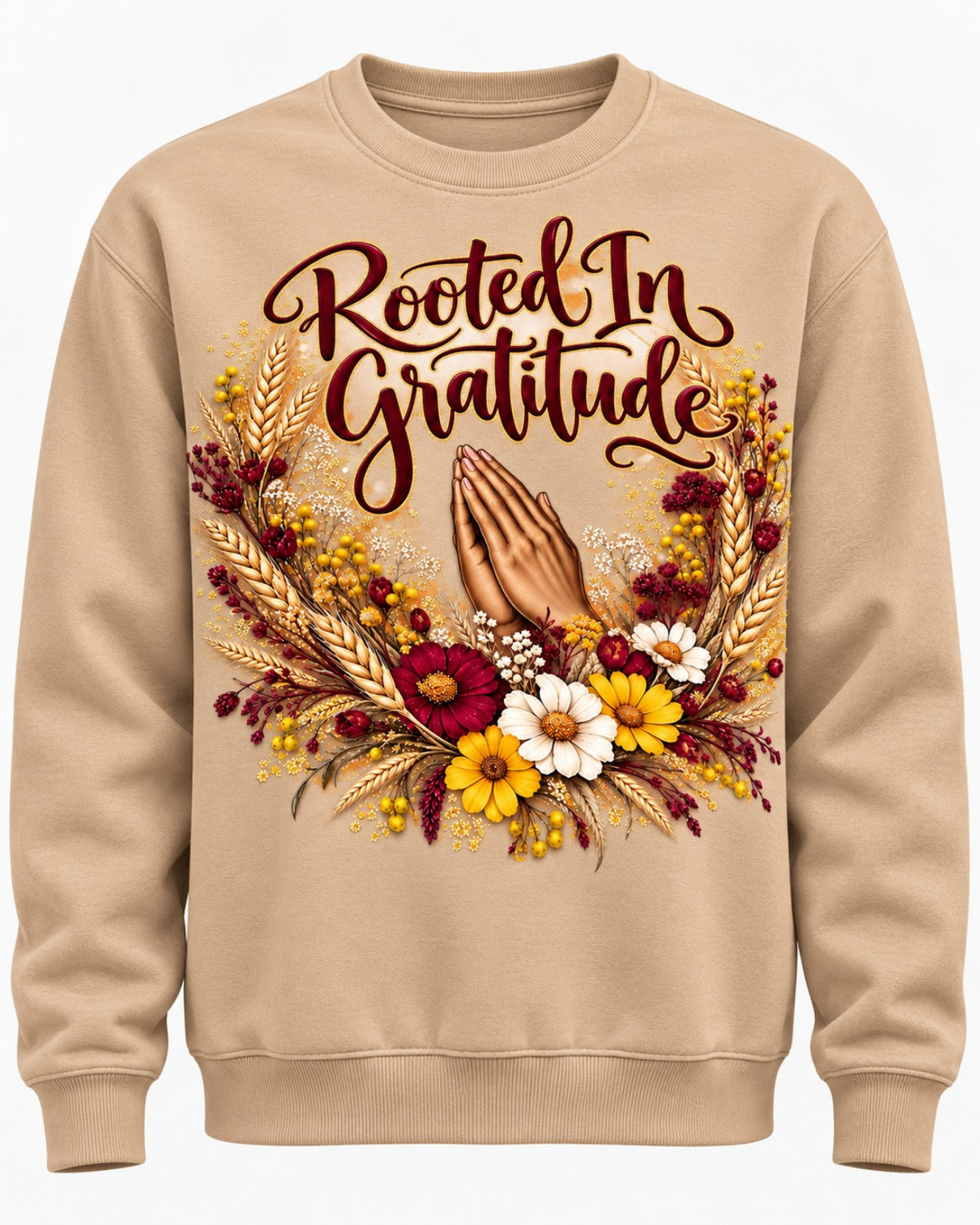 Rooted in Gratitude sand sweatshirt