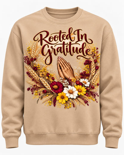 Rooted in Gratitude sand sweatshirt