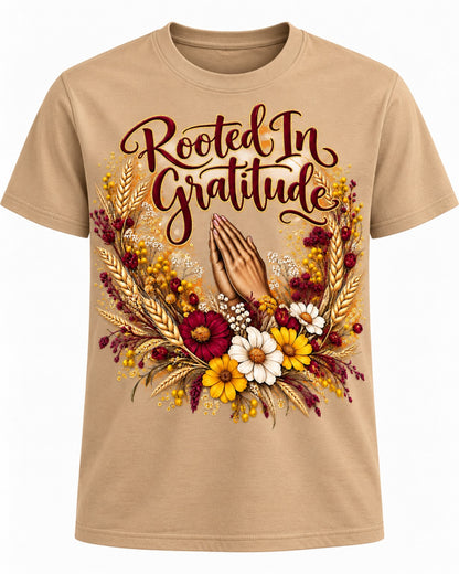 Rooted in Gratitude sand T-shirt